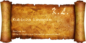 Kubicza Levente névjegykártya